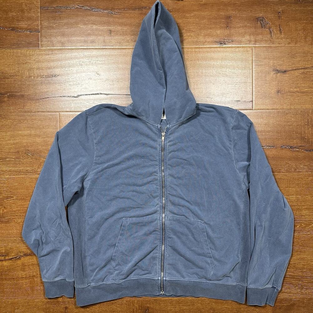 NSF Hoodie Sweater Mens L Gray Acid Wash Full Zip Sweatshirt Cotton USA Designer